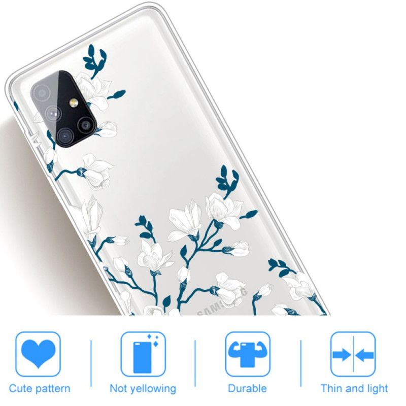 Coque Samsung Galaxy M51 Fleurs Blanches