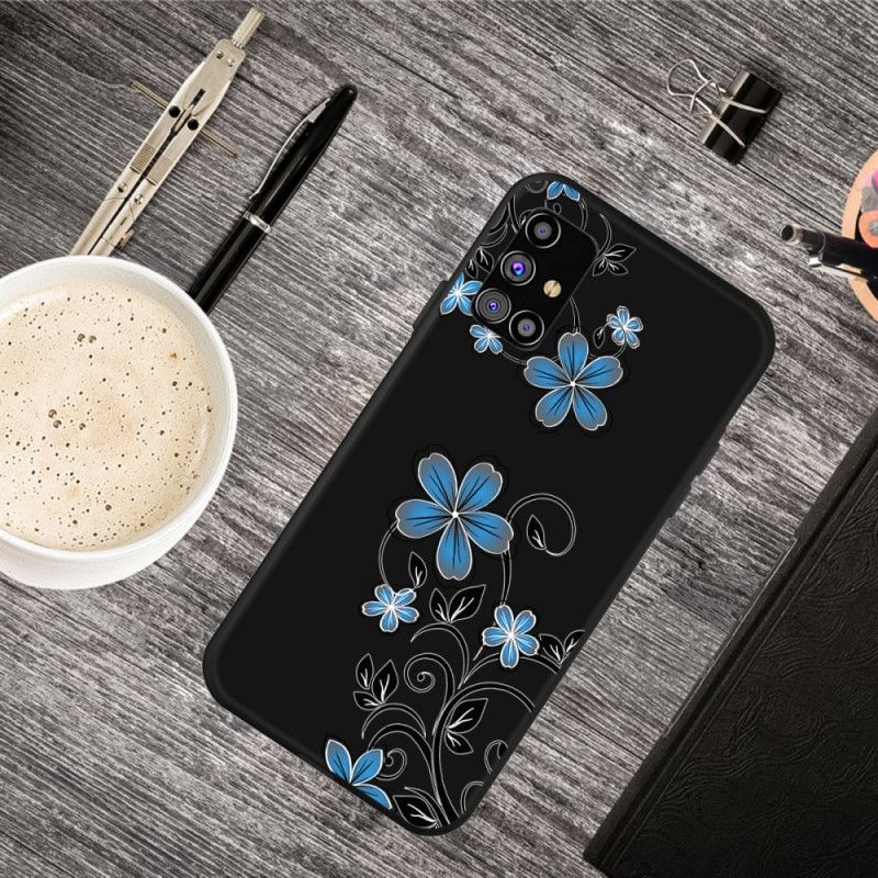 Coque Samsung Galaxy M51 Fleurs Bleues