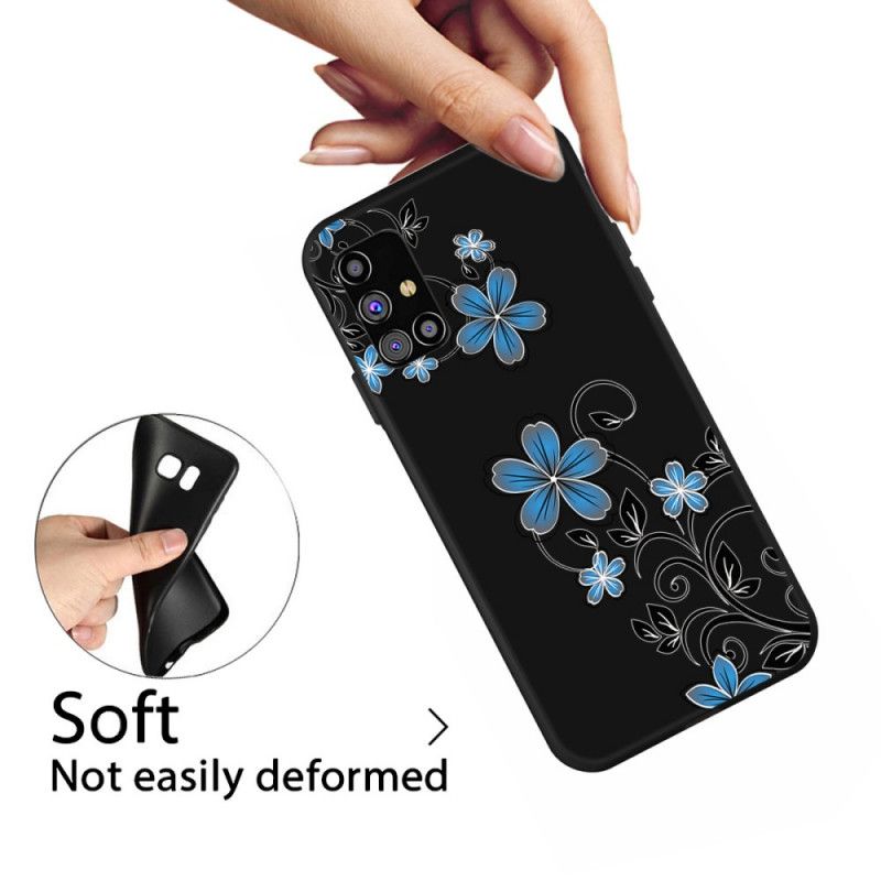 Coque Samsung Galaxy M51 Fleurs Bleues