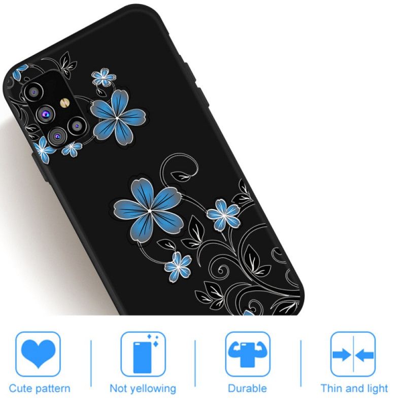 Coque Samsung Galaxy M51 Fleurs Bleues