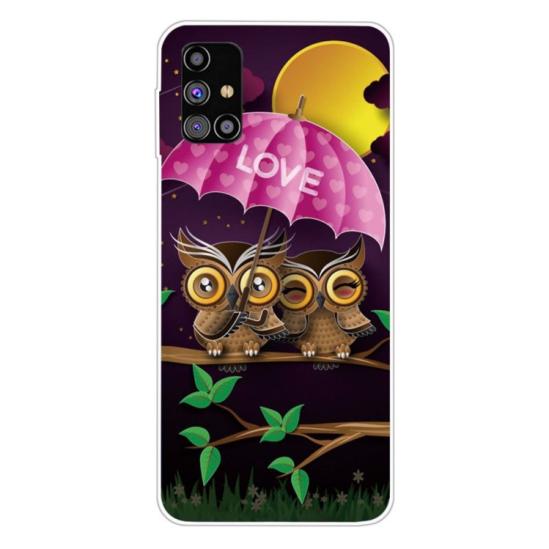 Coque Samsung Galaxy M51 Flexible Love Hiboux