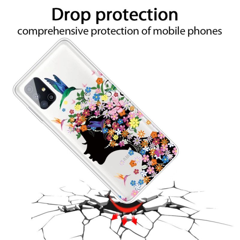 Coque Samsung Galaxy M51 Jolie Tête Fleurie