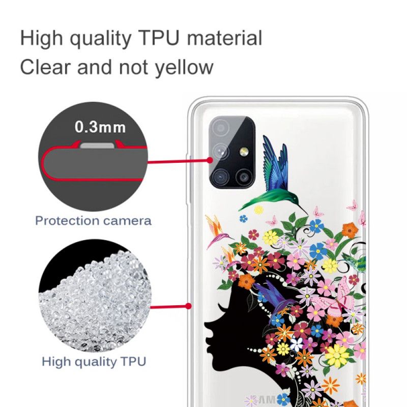 Coque Samsung Galaxy M51 Jolie Tête Fleurie