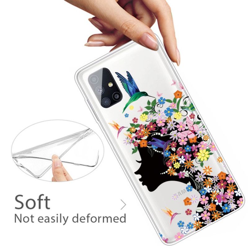 Coque Samsung Galaxy M51 Jolie Tête Fleurie