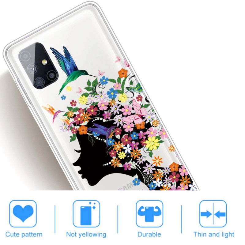 Coque Samsung Galaxy M51 Jolie Tête Fleurie