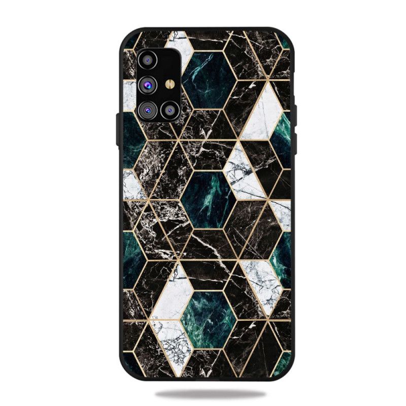 Coque Samsung Galaxy M51 Marbre Géométrie Colorée