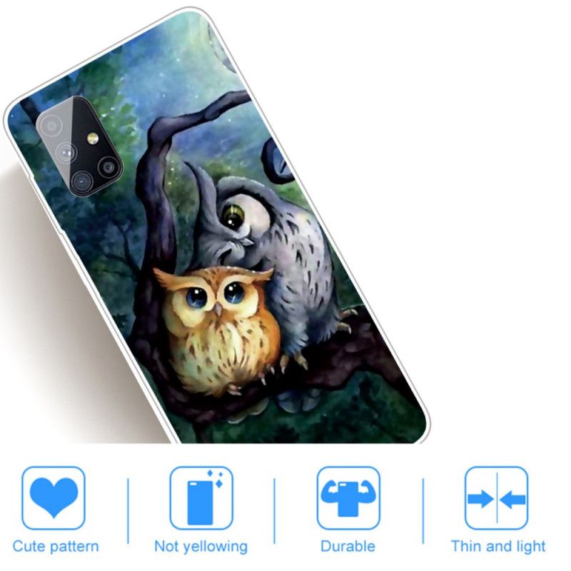 Coque Samsung Galaxy M51 Peinture Hiboux