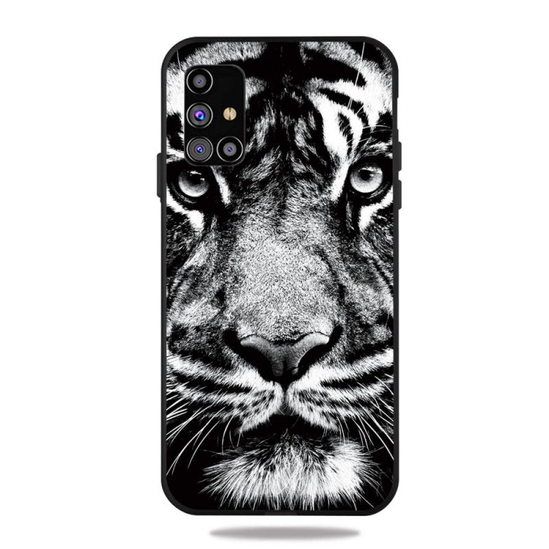 Coque Samsung Galaxy M51 Tigre Noir Et Blanc