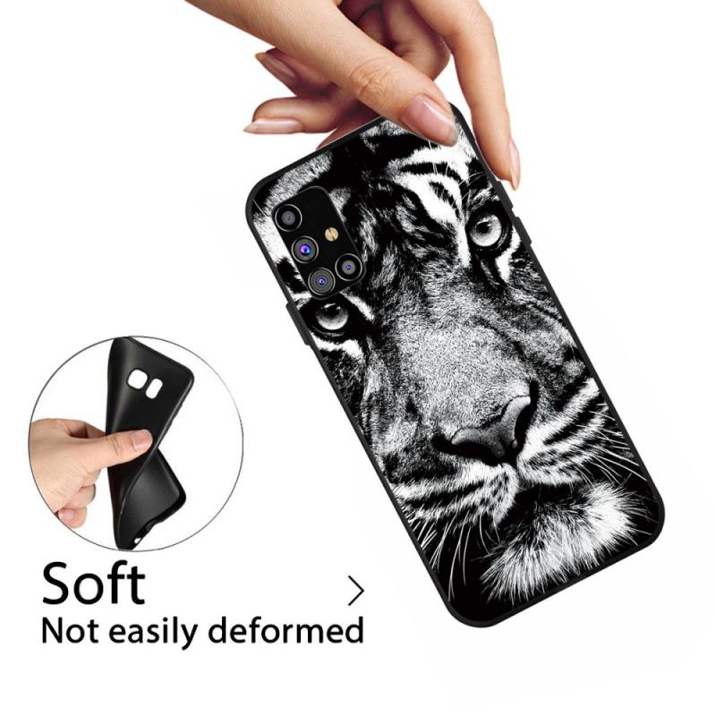 Coque Samsung Galaxy M51 Tigre Noir Et Blanc