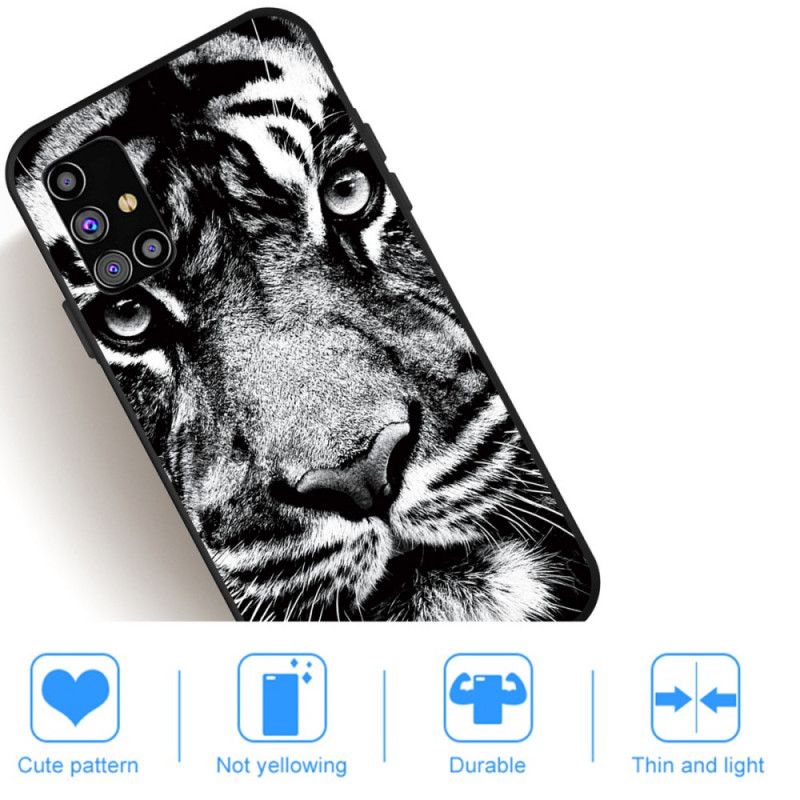 Coque Samsung Galaxy M51 Tigre Noir Et Blanc