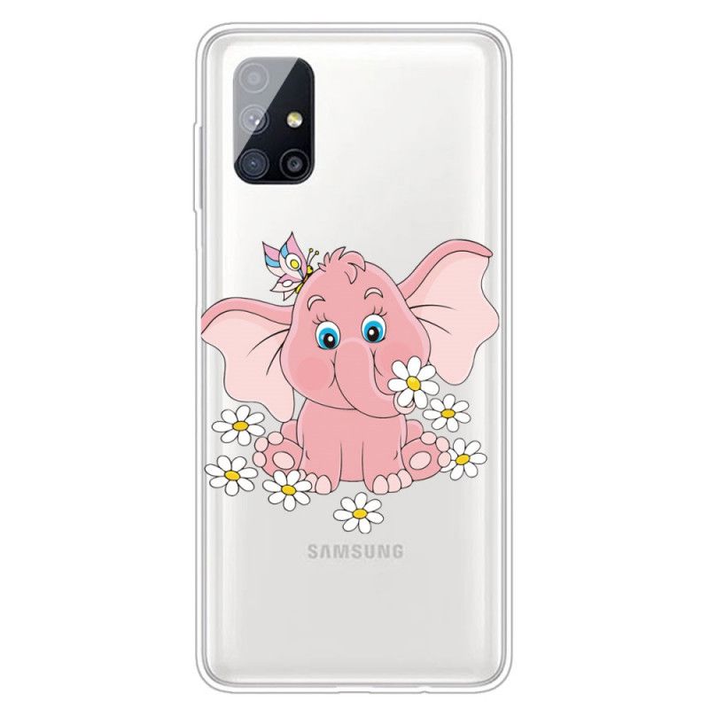 Coque Samsung Galaxy M51 Transparente Éléphant Rose