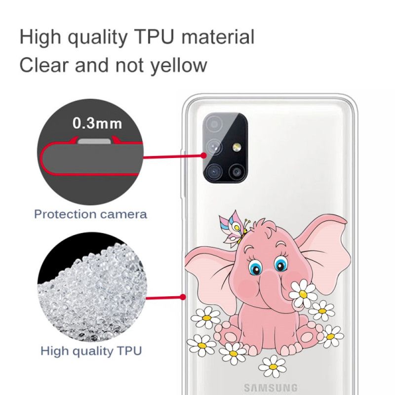 Coque Samsung Galaxy M51 Transparente Éléphant Rose