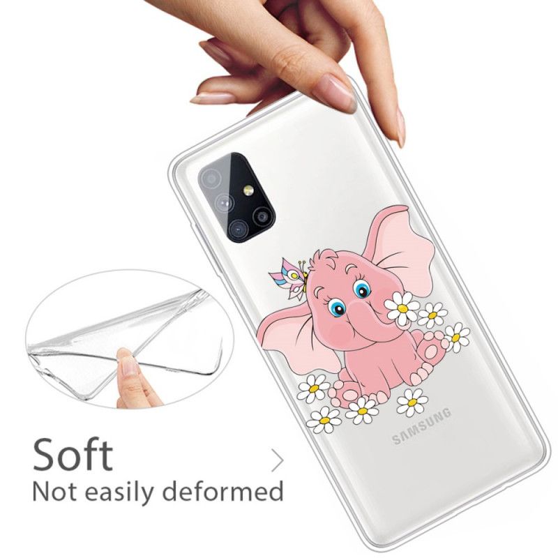 Coque Samsung Galaxy M51 Transparente Éléphant Rose