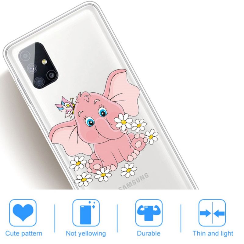 Coque Samsung Galaxy M51 Transparente Éléphant Rose