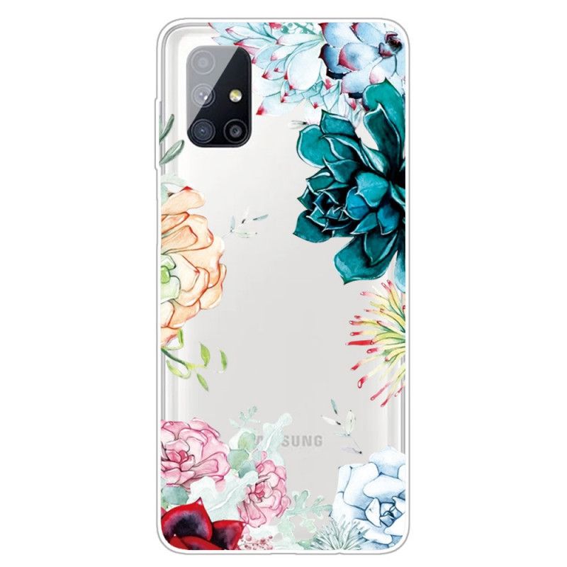 Coque Samsung Galaxy M51 Transparente Fleurs Aquarelle