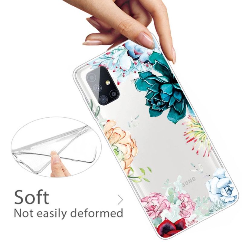 Coque Samsung Galaxy M51 Transparente Fleurs Aquarelle