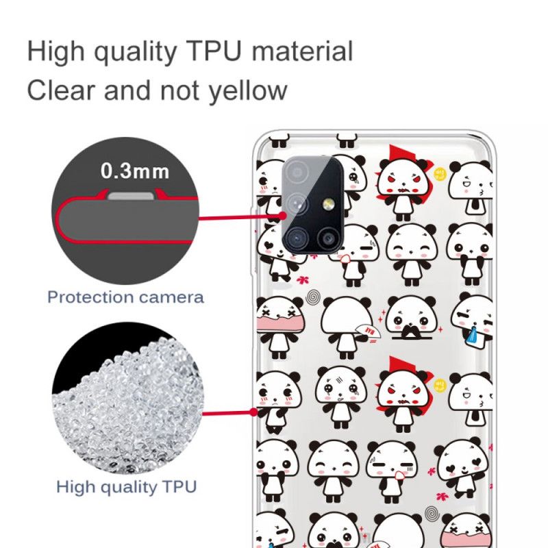 Coque Samsung Galaxy M51 Transparente Funny Pandas