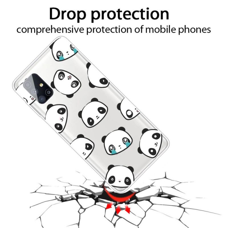 Coque Samsung Galaxy M51 Transparente Pandas Sentimentaux