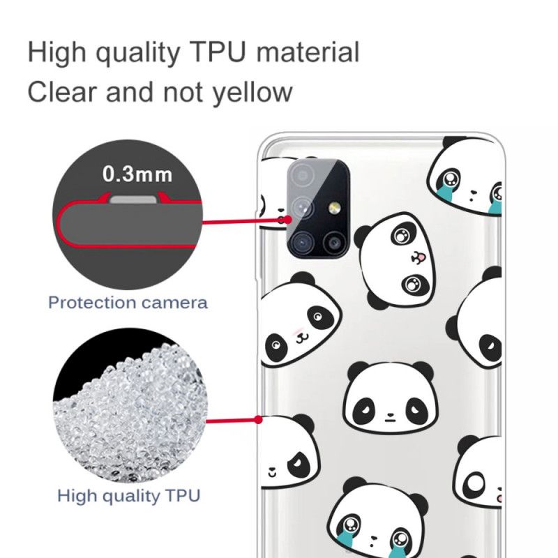 Coque Samsung Galaxy M51 Transparente Pandas Sentimentaux