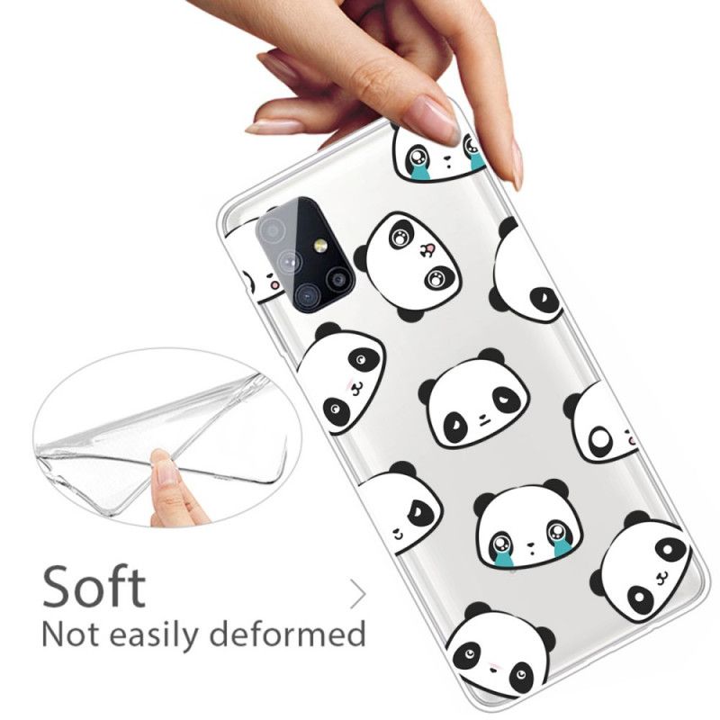 Coque Samsung Galaxy M51 Transparente Pandas Sentimentaux