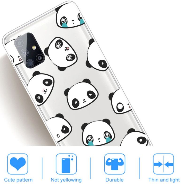 Coque Samsung Galaxy M51 Transparente Pandas Sentimentaux