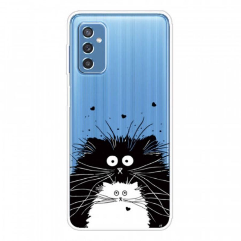 Coque Samsung Galaxy M52 5G Chats Noir et Blanc