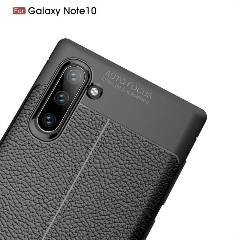 Coque Samsung Galaxy Note 10 Effet Cuir Litchi Double Line