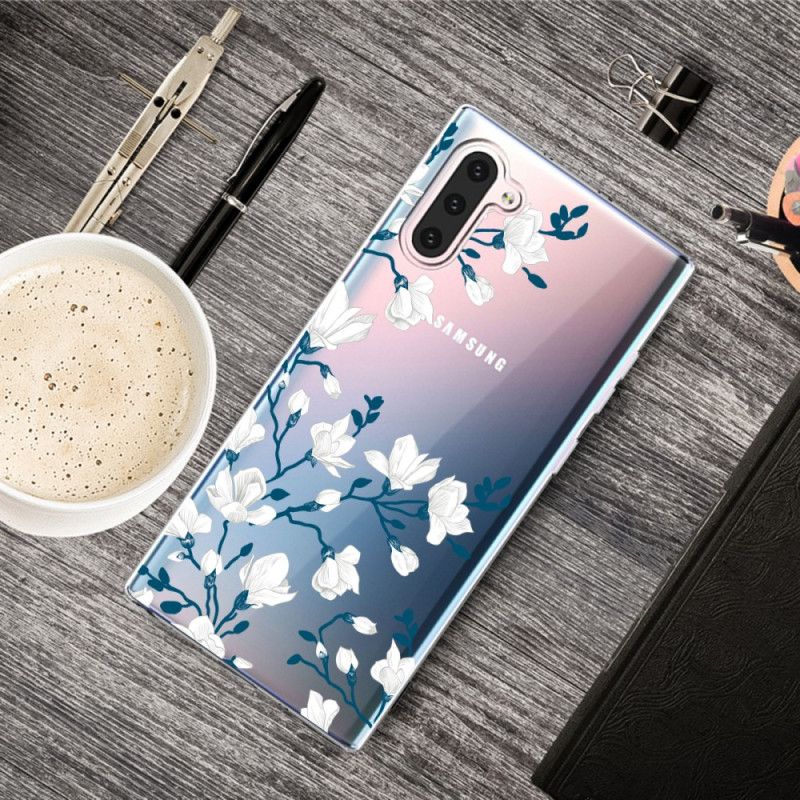 Coque Samsung Galaxy Note 10 Fleurs Blanches