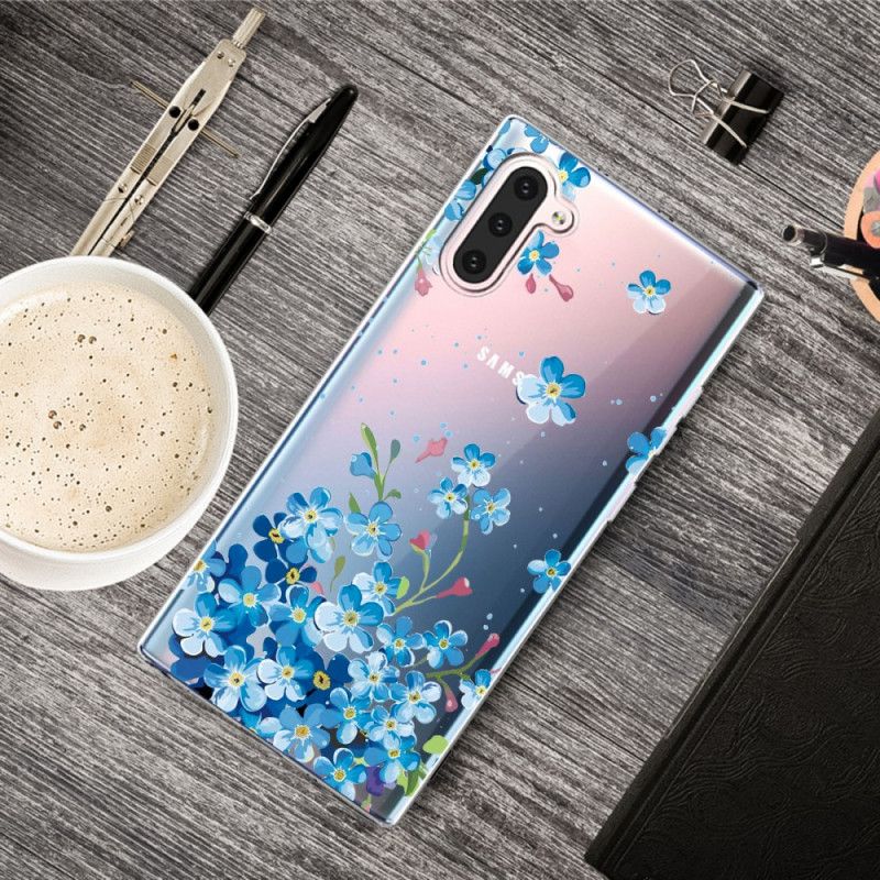 Coque Samsung Galaxy Note 10 Fleurs Bleues