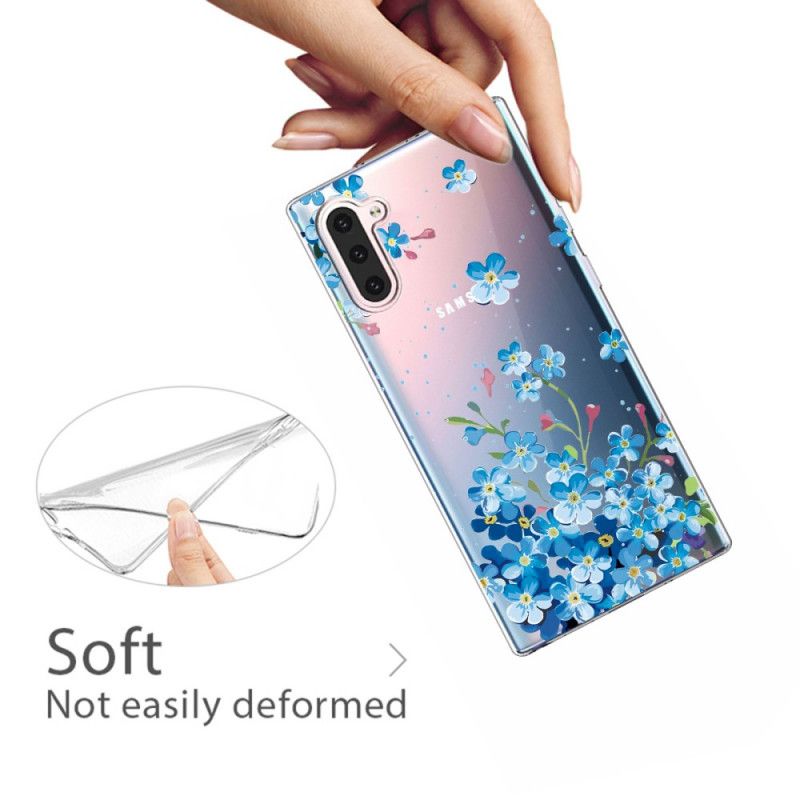 Coque Samsung Galaxy Note 10 Fleurs Bleues