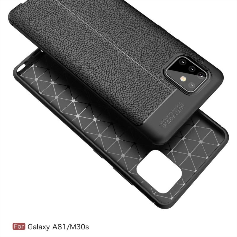 Coque Samsung Galaxy Note 10 Lite Effet Cuir Litchi Double Line