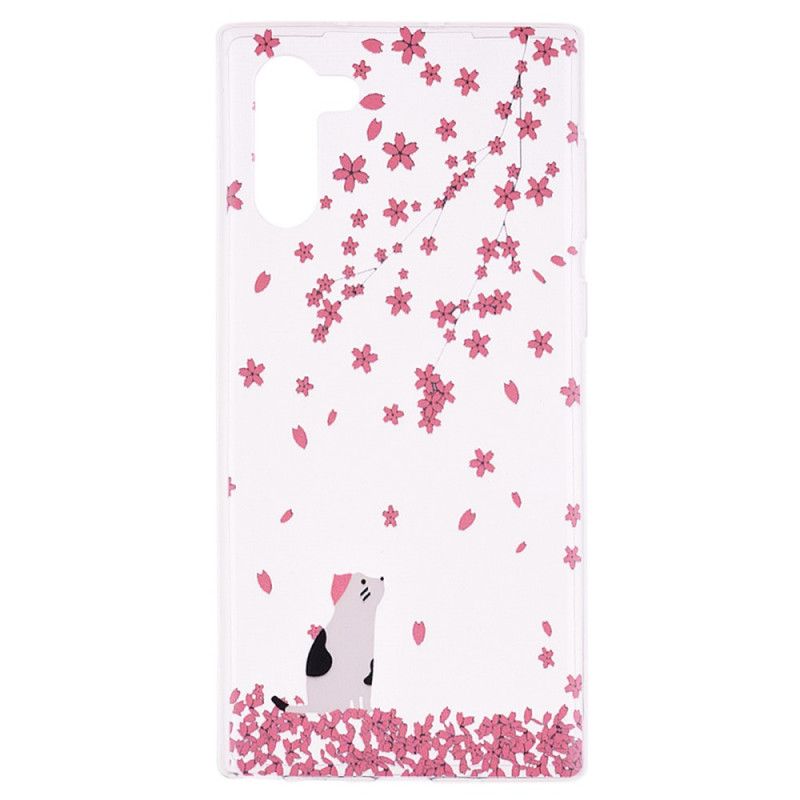 Coque Samsung Galaxy Note 10 Pétales Et Chat