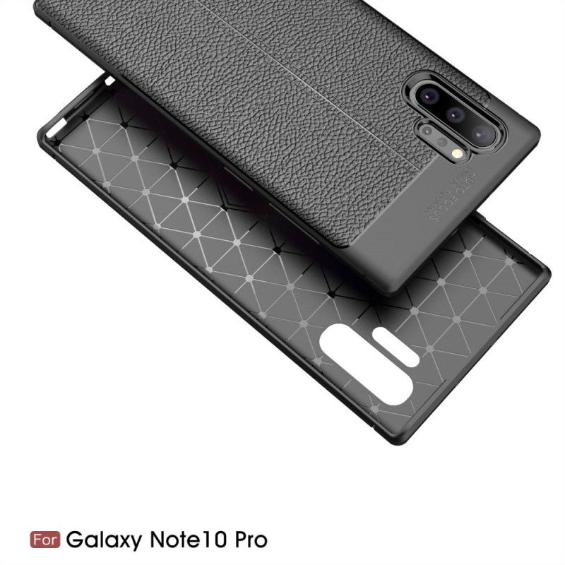 Coque Samsung Galaxy Note 10 Plus Effet Cuir Litchi Double Line