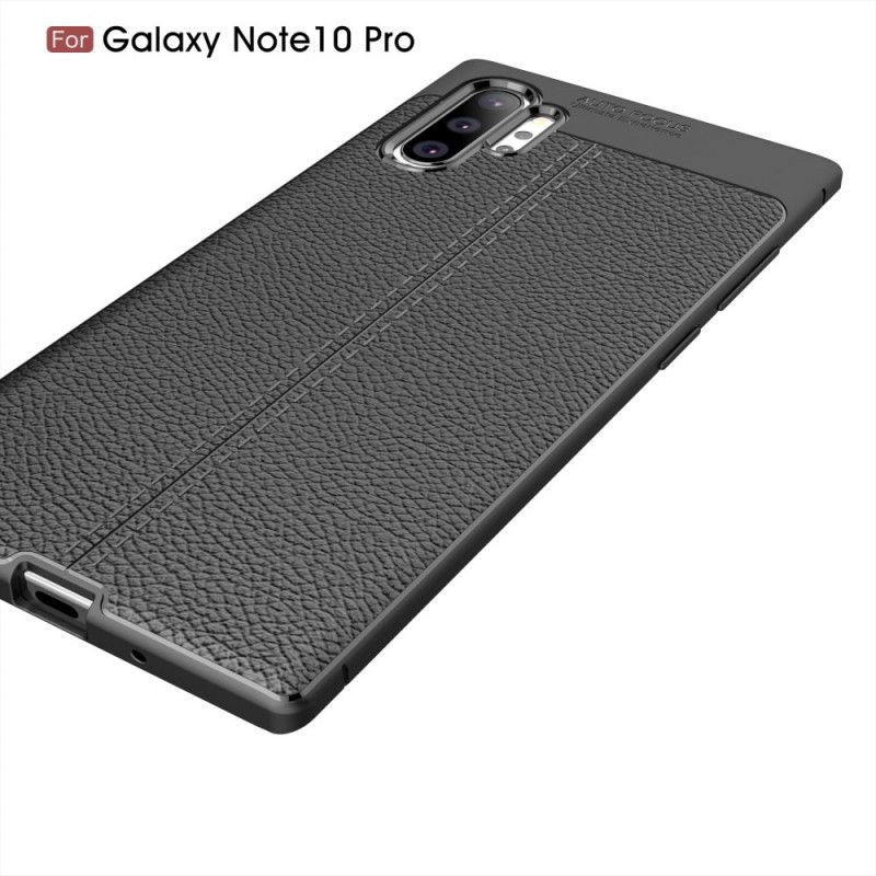 Coque Samsung Galaxy Note 10 Plus Effet Cuir Litchi Double Line