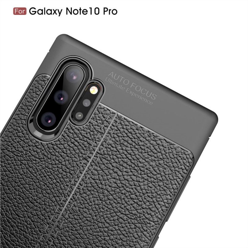 Coque Samsung Galaxy Note 10 Plus Effet Cuir Litchi Double Line