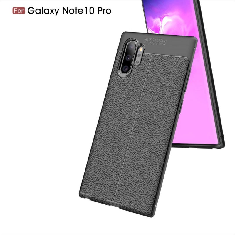 Coque Samsung Galaxy Note 10 Plus Effet Cuir Litchi Double Line