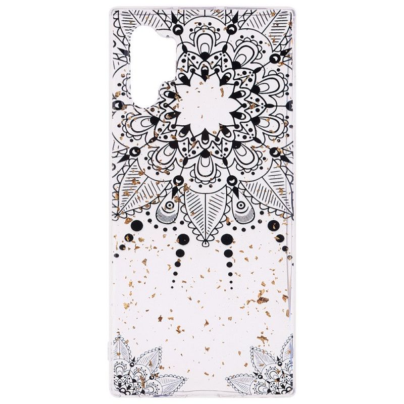 Coque Samsung Galaxy Note 10 Plus Fleur Noire Dentelle Et Paillettes