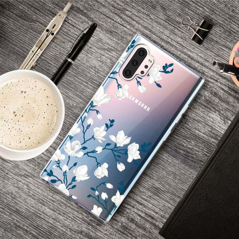 Coque Samsung Galaxy Note 10 Plus Fleurs Blanches