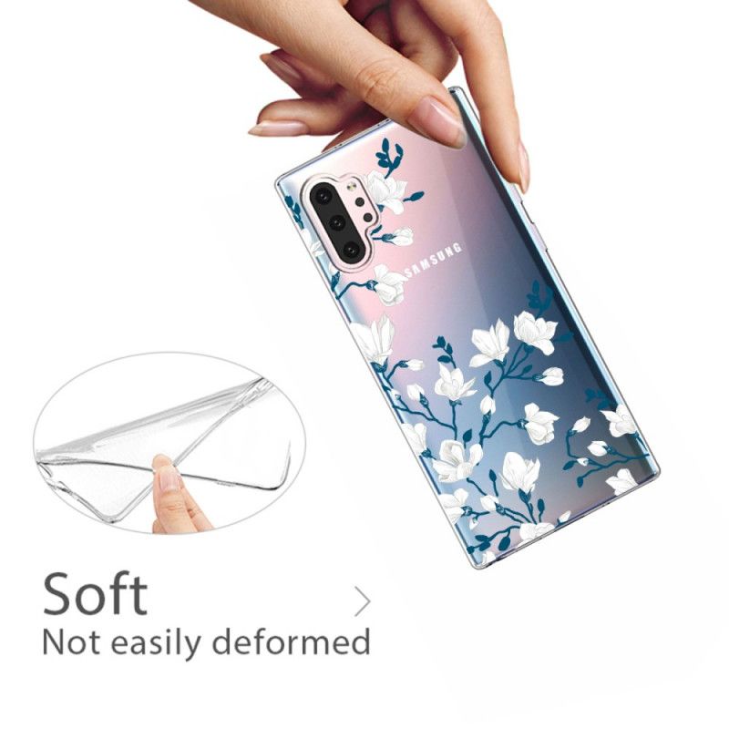 Coque Samsung Galaxy Note 10 Plus Fleurs Blanches