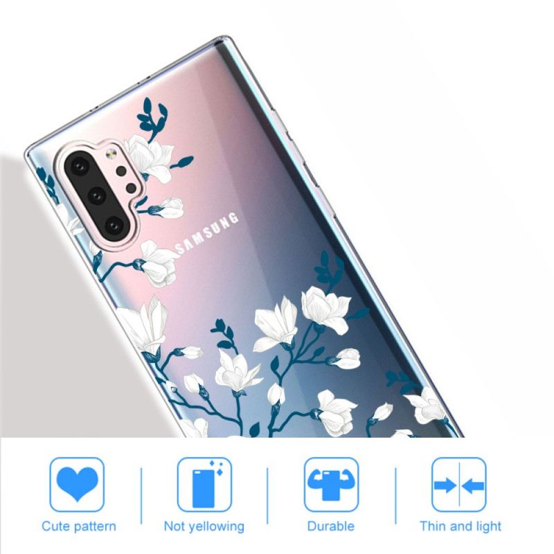 Coque Samsung Galaxy Note 10 Plus Fleurs Blanches