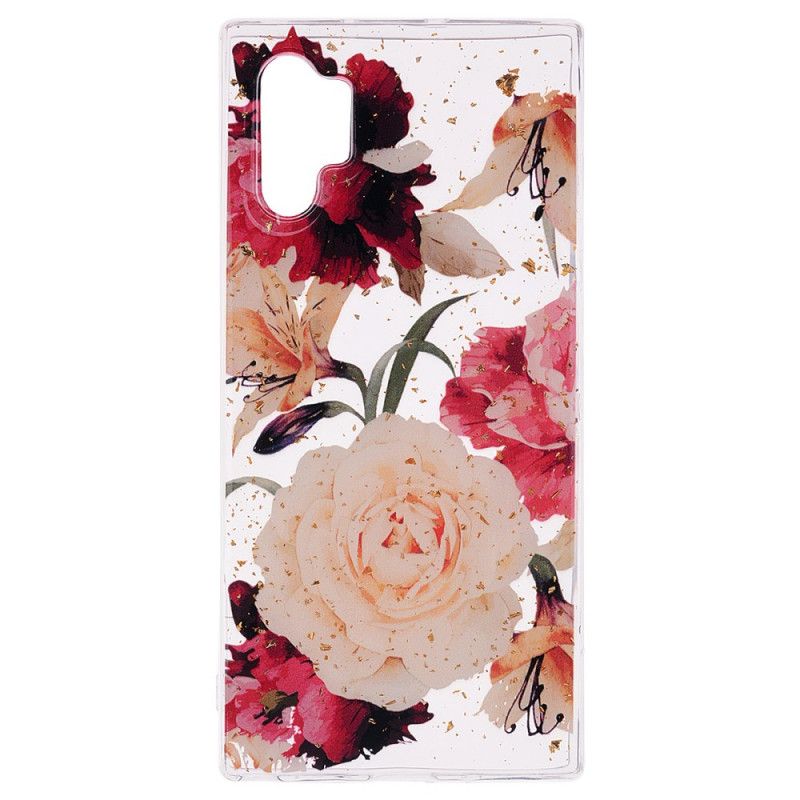 Coque Samsung Galaxy Note 10 Plus Floralies Et Paillettes