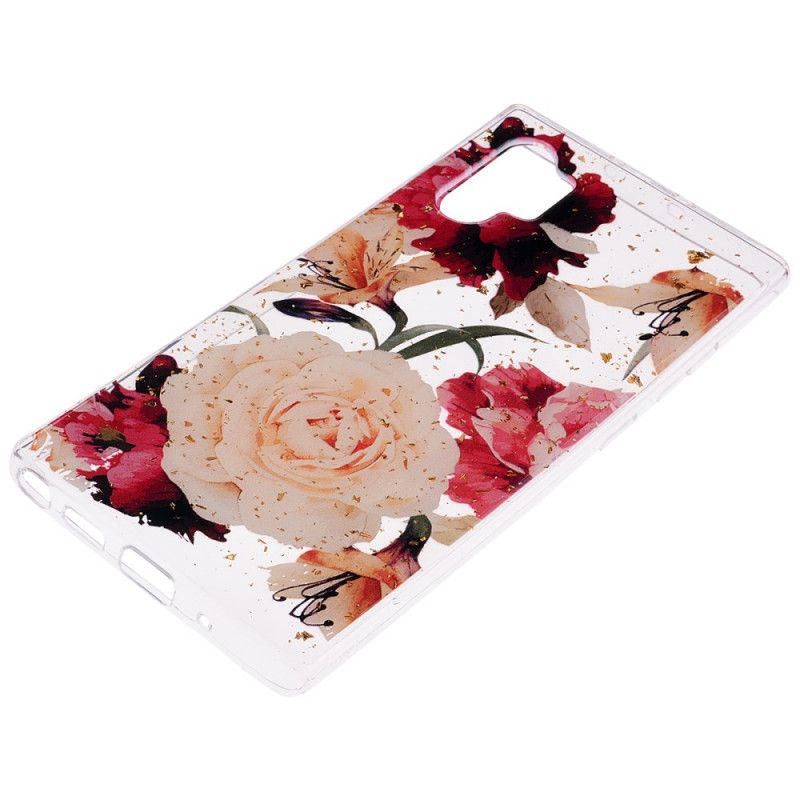 Coque Samsung Galaxy Note 10 Plus Floralies Et Paillettes