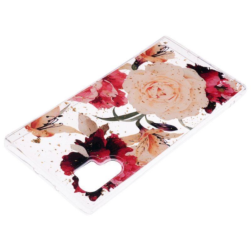 Coque Samsung Galaxy Note 10 Plus Floralies Et Paillettes