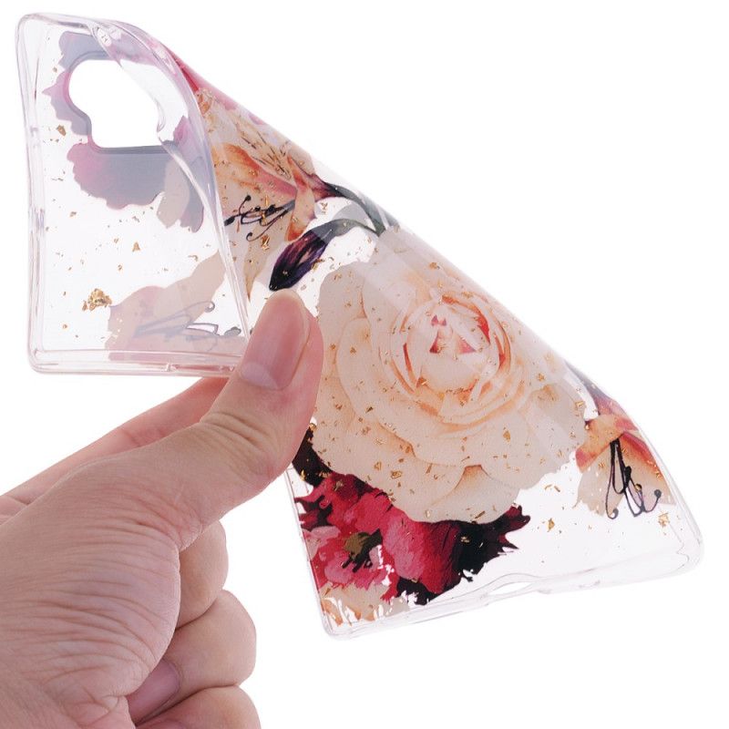 Coque Samsung Galaxy Note 10 Plus Floralies Et Paillettes