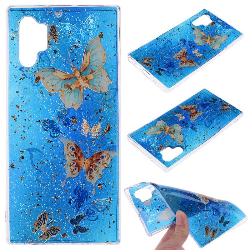 Coque Samsung Galaxy Note 10 Plus Papillons Et Paillettes