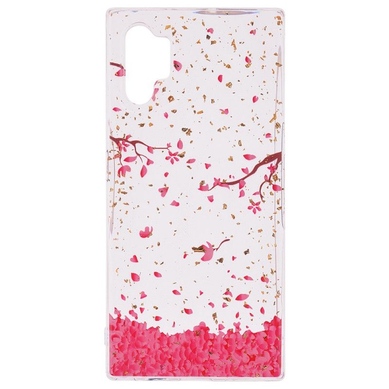 Coque Samsung Galaxy Note 10 Plus Pétales Et Paillettes