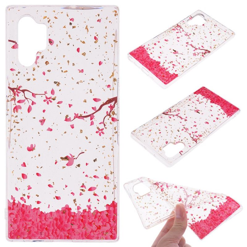 Coque Samsung Galaxy Note 10 Plus Pétales Et Paillettes