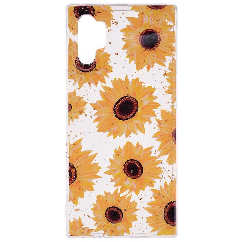 Coque Samsung Galaxy Note 10 Plus Tournesols Et Paillettes