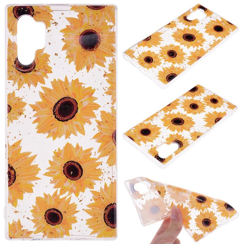 Coque Samsung Galaxy Note 10 Plus Tournesols Et Paillettes