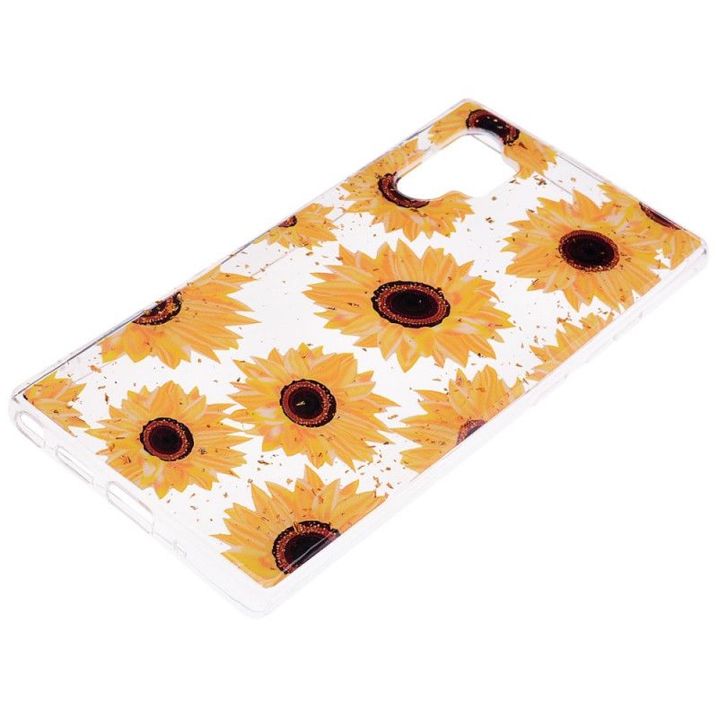 Coque Samsung Galaxy Note 10 Plus Tournesols Et Paillettes